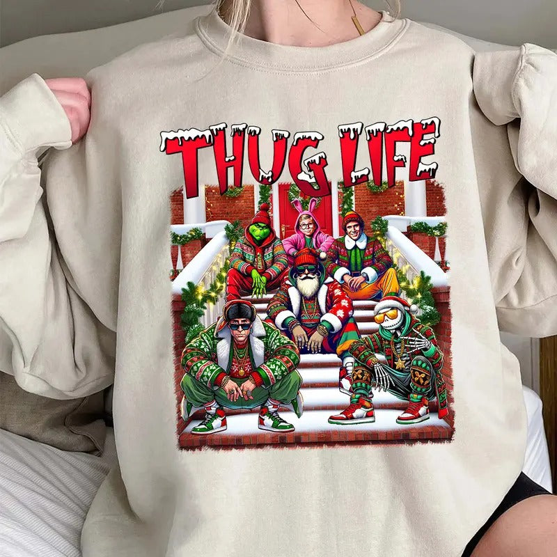 THUGLIFE Christmas Shirt, Christmas Movies Shirt, Xmas Graphic Tee Comfort Cotton style 04 Hoodie Sweatshirt