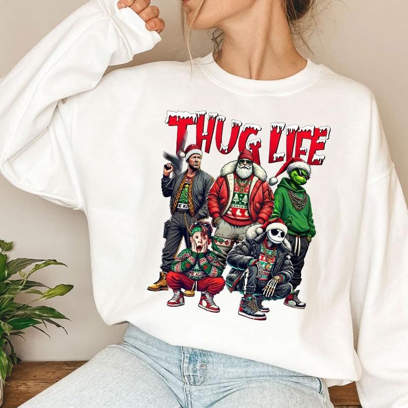 THUGLIFE Christmas Shirt, Christmas Movies Shirt, Xmas Graphic Tee Comfort Cotton style 05 Hoodie Sweatshirt