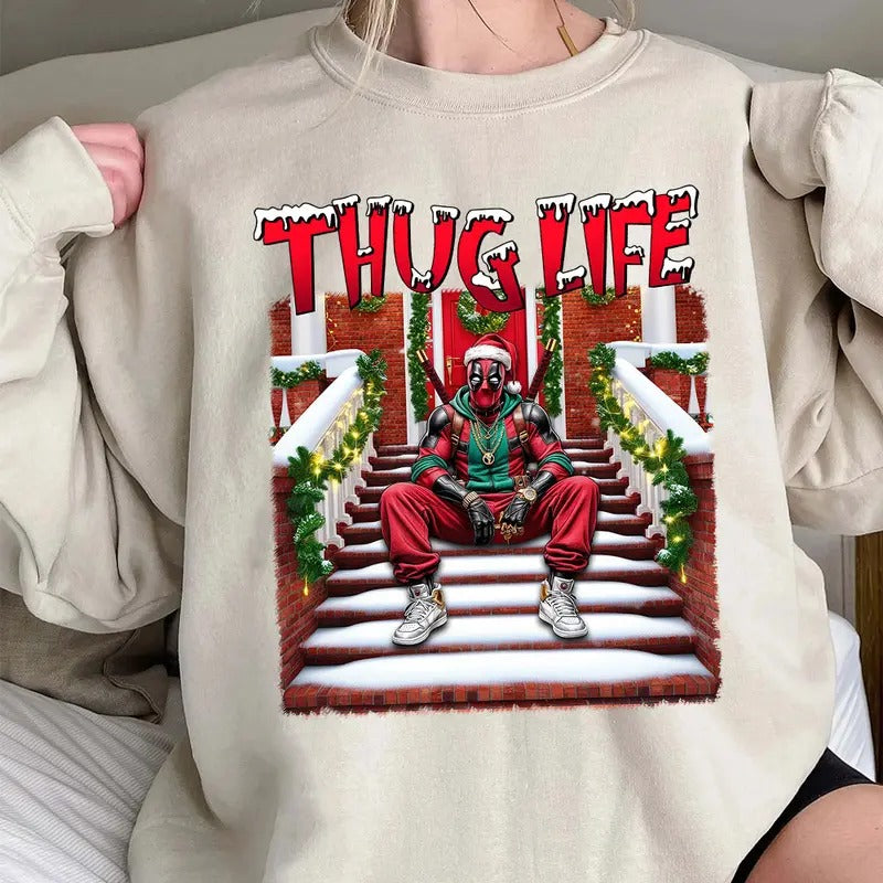 THUGLIFE Christmas Shirt, Christmas Movies Shirt, Xmas Graphic Tee Comfort Cotton style 07 Hoodie Sweatshirt
