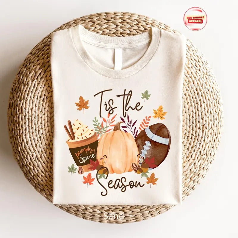 TIs The Season Shirt, Fall Shirt, Fall Football Shirt, Pumpkin Patch Shirt, Autumn Shirt, Womens Halloween Shirt Cotton...