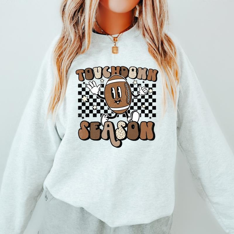 TOUCHDOWN SEASON Crewneck Sweatshirt Crewneck Sweatshirt Unisex Fit Causal Sweatshirt for Halloween Womenswear Hoodie Shirt