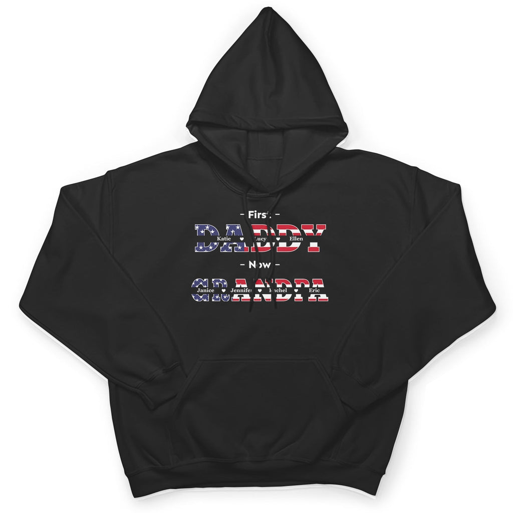 First Dad Now Papa Stars And Stripes - Gift For Father, Grandpa, Grandfather - Personalized T Shirt