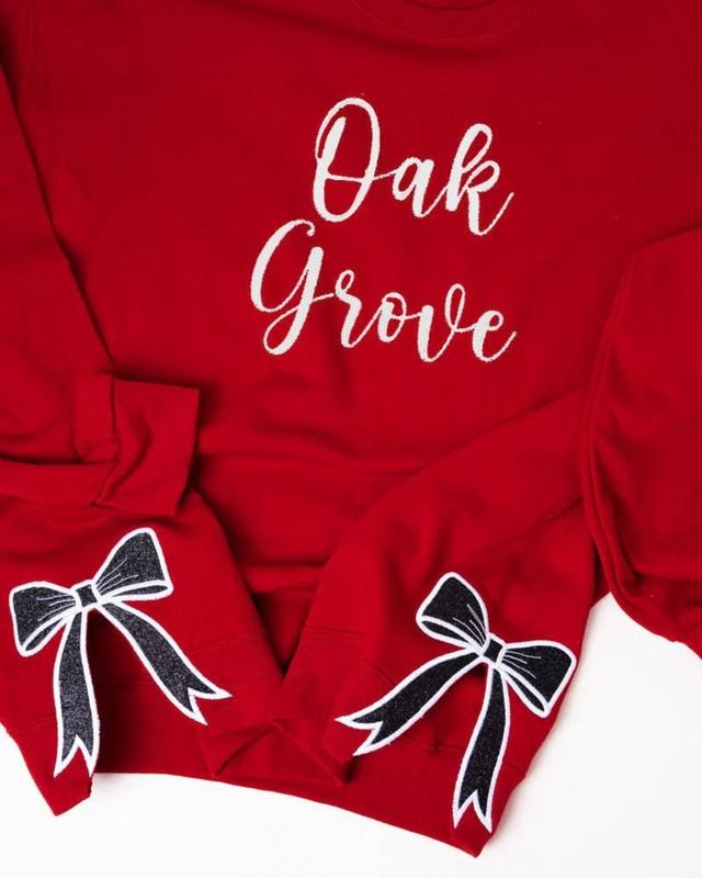 TRUE RED Embroidered Side Bows Unisex NuBlend Crew Sweatshirt Shirt Hoodie | PrintMintTees.com