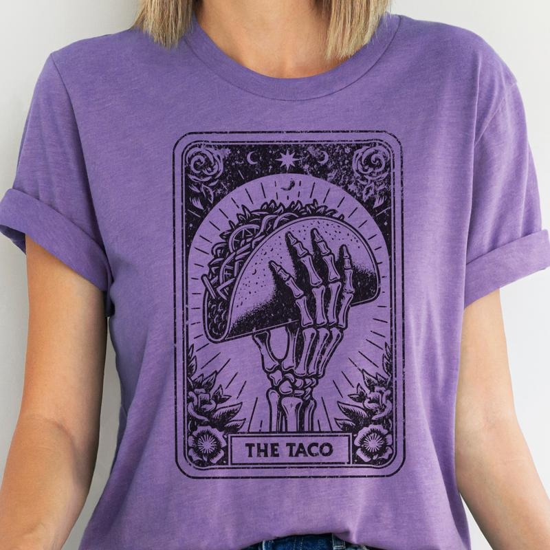 Taco Tarot Graphic Tee Cinco De Mayo Tarot Tshirt Mexican Festival Casual Crewneck T-Shirt Hoodie Sweatshirt