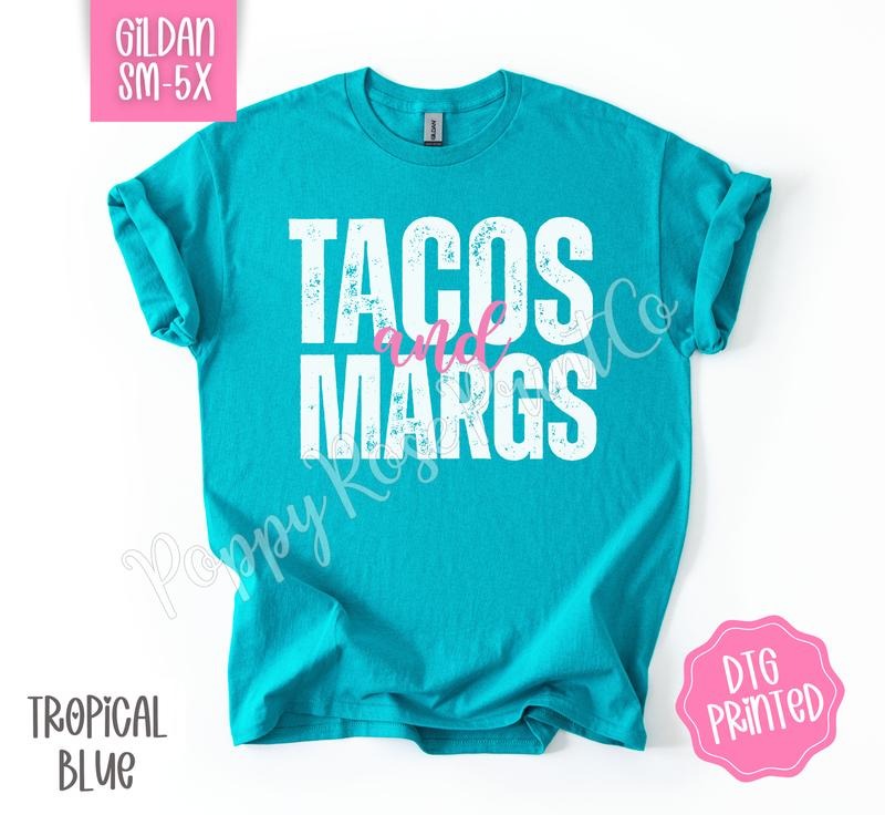 Tacos and Margs Gildan Shirt, Cute Summer Tshirt, Trendy Margarita Tee, Gift for Her Hoodie Sweatshirt | PrintMintTees.com