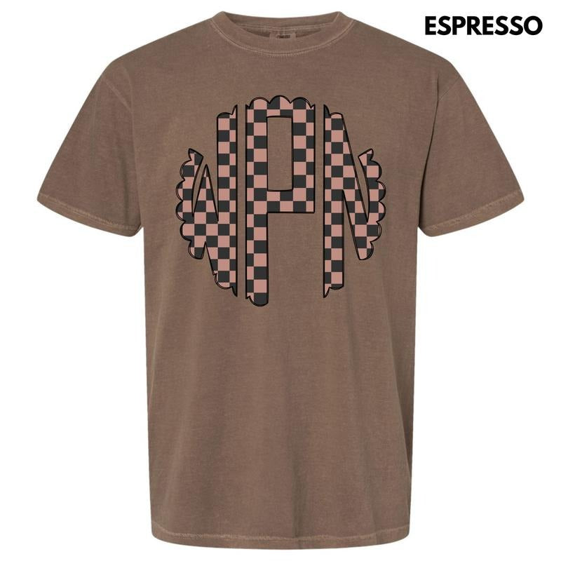 Tan Checker Monogram Comfort Colors T-Shirt 'NLB' Hoodie Sweatshirt | PrintMintTees.com
