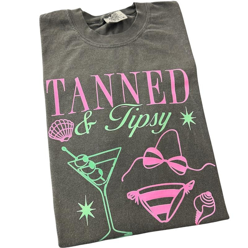 Tanned & Tipsy Comfort Colors Shirt Hoodie Sweatshirt