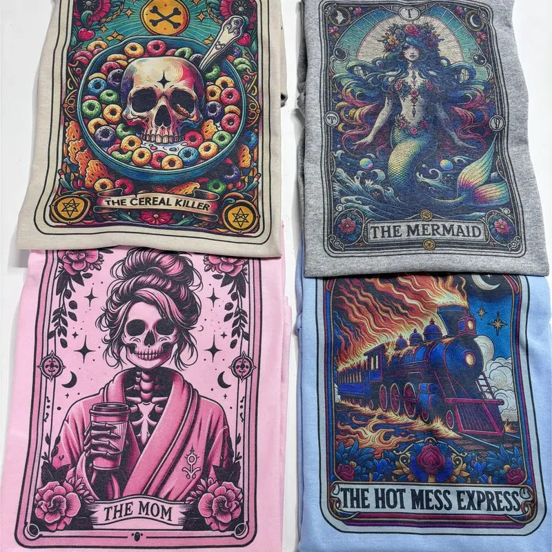 Tarot Card Print Is Sublimation Funny Funny Relaxed Fit Comfortable Shirt Menswear Vintage T-Shirts, Hoodie, Sweatshirt