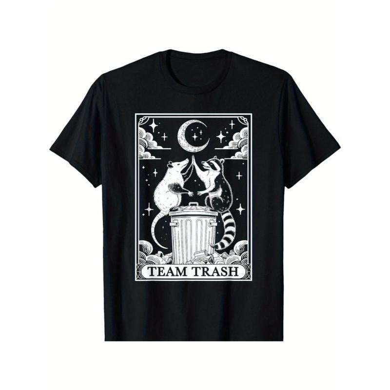 Tarot Card Vintage Team Trash Crescent Moon Opossum Raccoon T-Shirt Made in USA Hoodie Sweatshirt | PrintMintTees.com