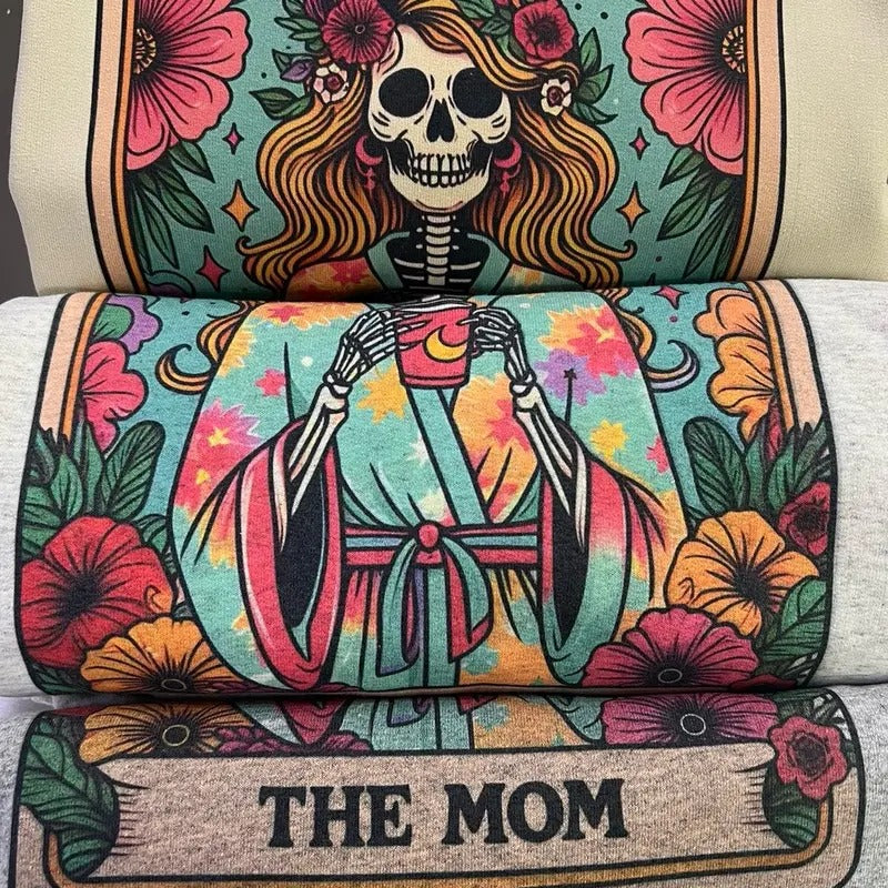 Tarot Skeleton Mom Skull Mom Rocker Mom Floral Skull Coffee Mom Motherhood Shirt Hoodie Sweatshirt