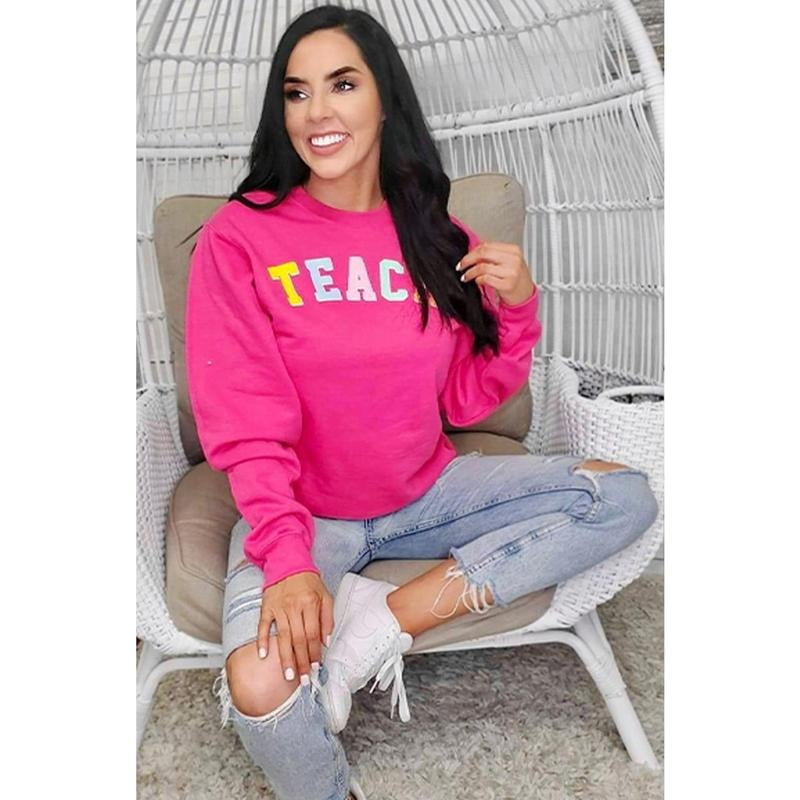 Teach Color Block Letter Sweatshirt Shirt Hoodie | PrintMintTees.com