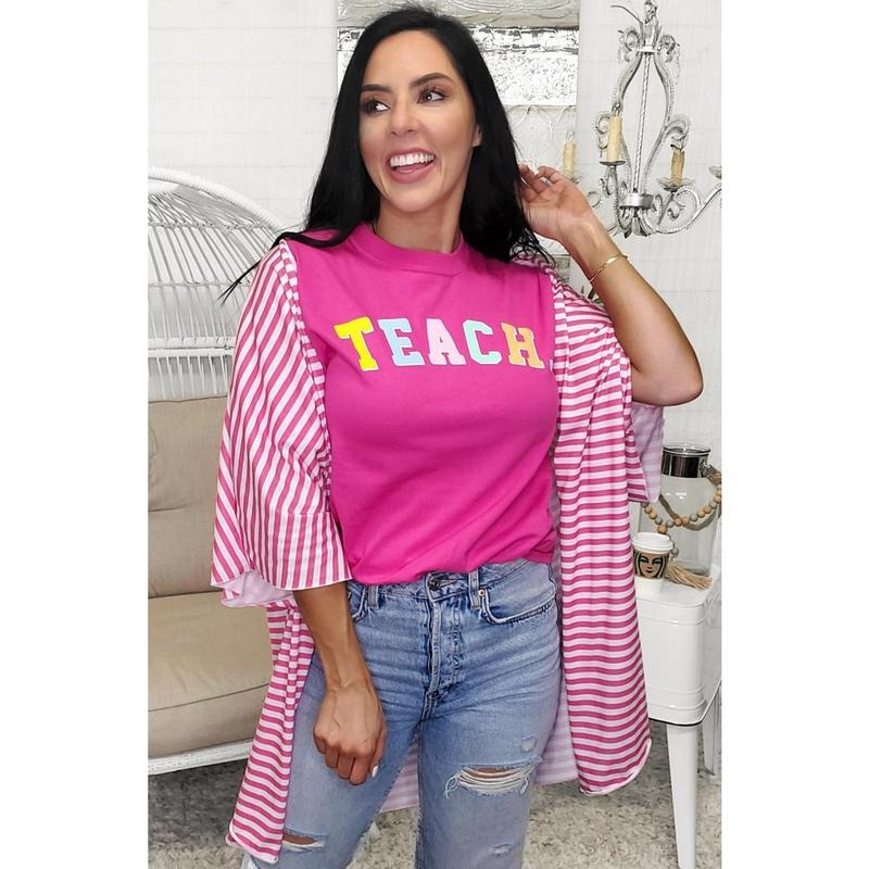 Teach Color Block Letter T-Shirt Hoodie Sweatshirt | PrintMintTees.com