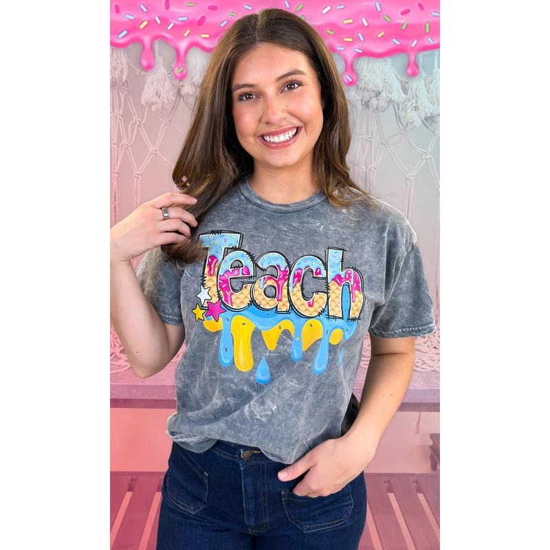 Teach Drip Mineral Washed Graphic Shirt Hoodie Sweatshirt | PrintMintTees.com