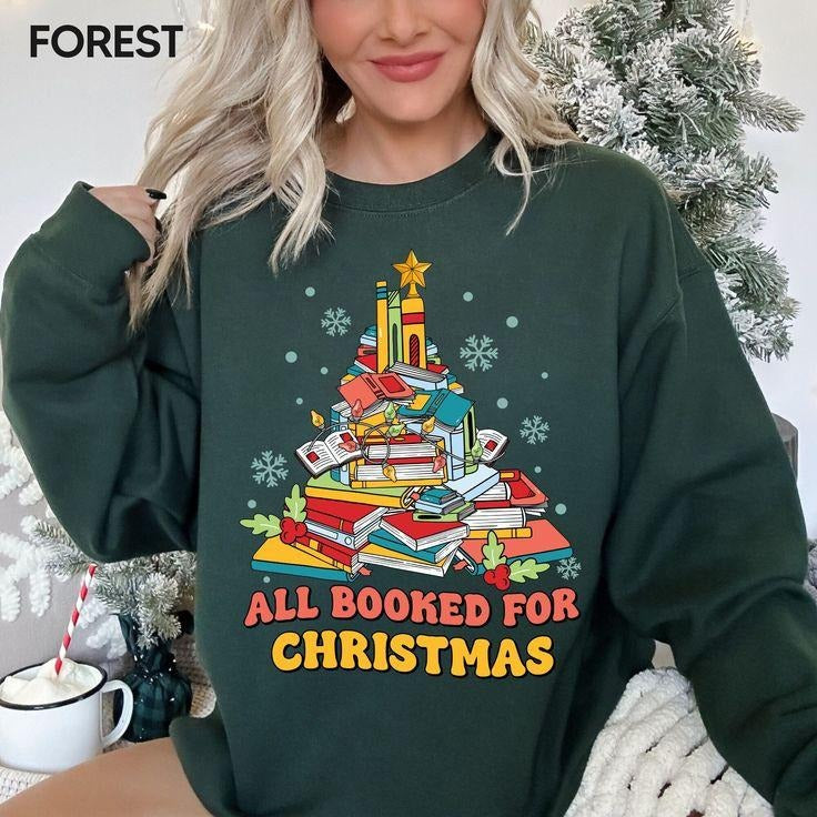Teacher Christmas Sweatshirt, Reading Teacher Xmas Sweatshirt, Teacher Sweatshirt, Librarian Sweatshirt, Reading Lover...