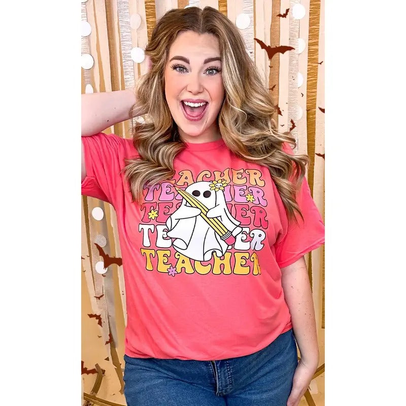 Teacher Ghost Graphic T-Shirt Hoodie Sweatshirt | PrintMintTees.com