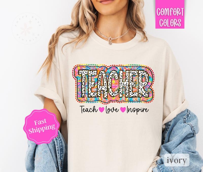 Teacher Shirt Comfort Colors,  Gift for Teacher Appreciation Day, Teach Tee Hoodie, Sweatshirt | PrintMintTees.com