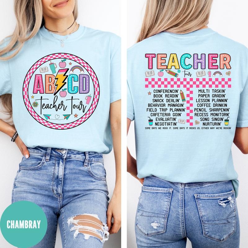 Teacher Tour T-shirt Kindergarten Teacher Tee Back To School Teacher Shirt Abcd Shirt Lightning Bolt Teacher Tour Shirt...