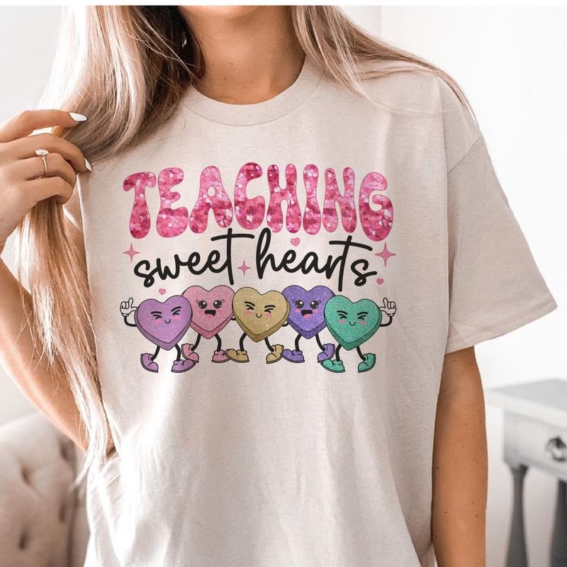 Teaching Sweetheart Valentine Teacher Teaching Sweethearts Valentines Valentine Teaching Teacher Retro Teacher Valentines Sublimation School Valentine T-Shirts, Hoodie, Sweatshirt