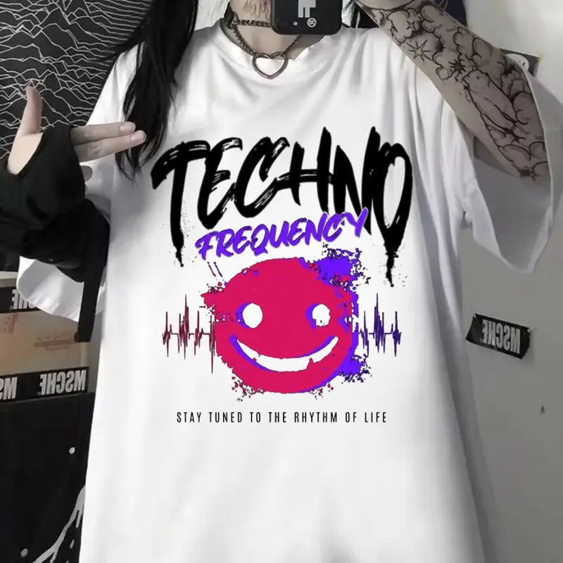 Techno Frequency T-Shirt,Outdoors T-Shirt, Cotton Unisex T-Shirt Hoodie, Sweatshirt | PrintMintTees.com