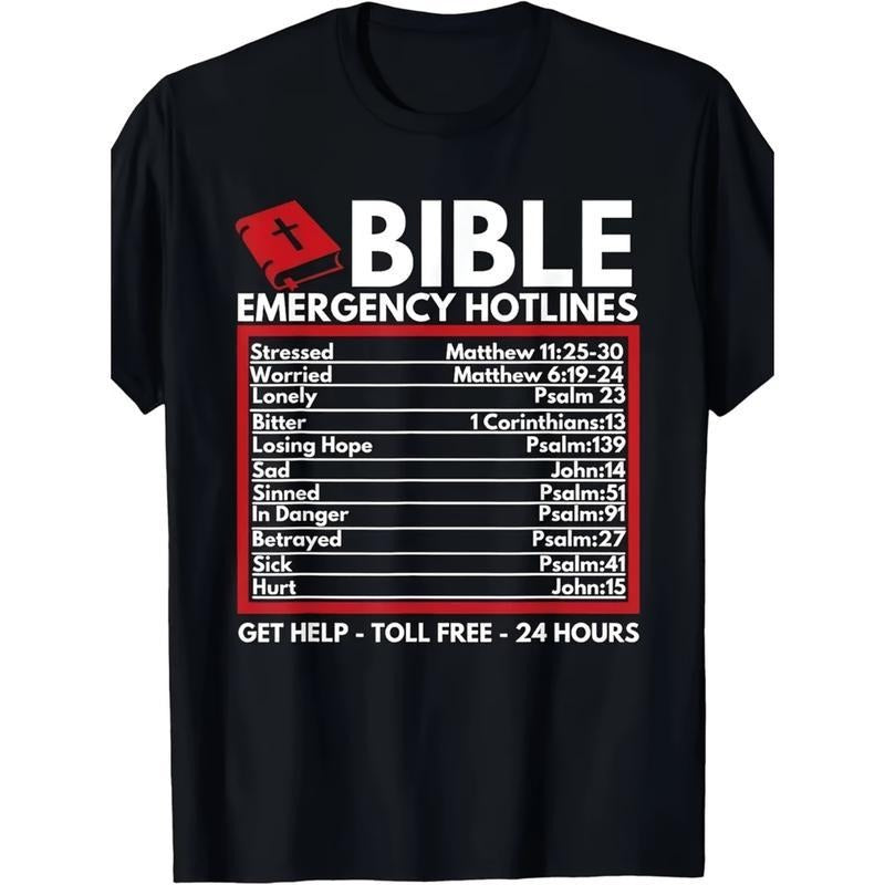 Tee Bible Emergency Numbers - Funny Christian Bible & Jesus T-Shirt-100% Cotton Hoodie Sweatshirt | PrintMintTees.com