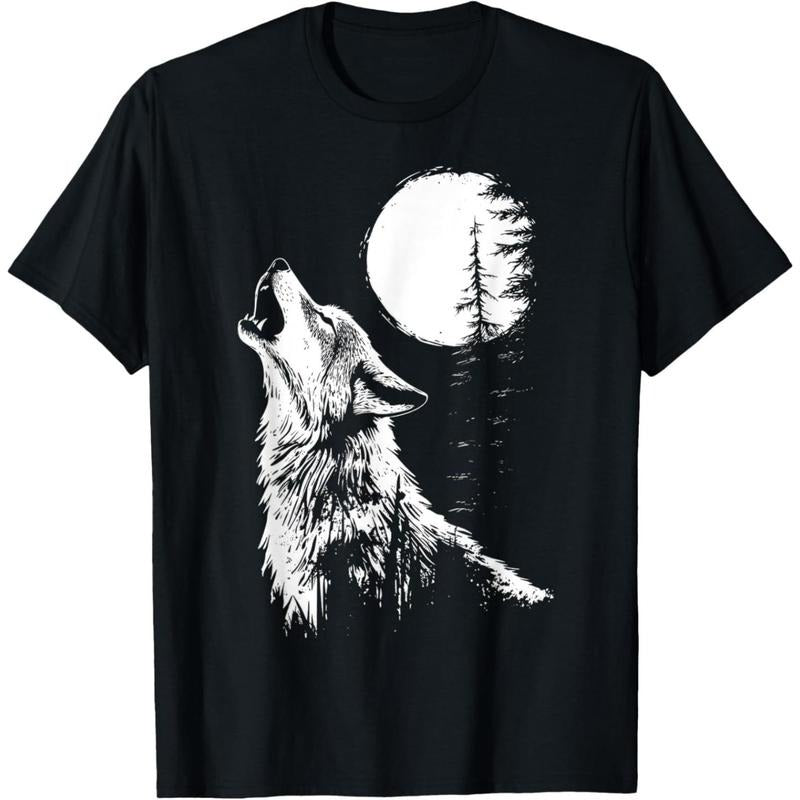 Tee Wolf Howling Moon Forest Nature Wildlife Animal T-Shirt made in usa Hoodie Sweatshirt | PrintMintTees.com