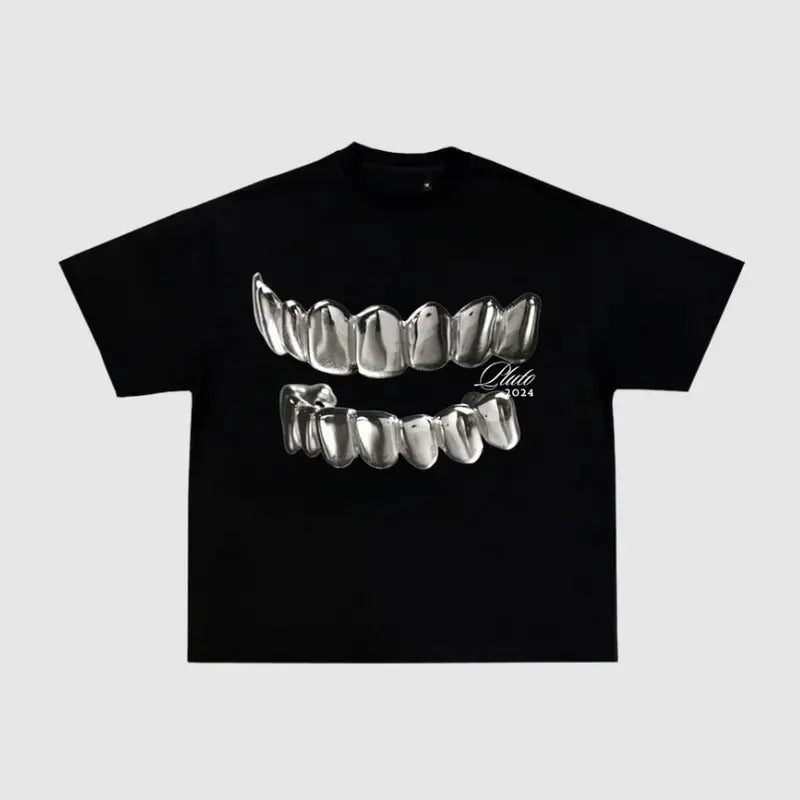 Teeth Graphic Shirt T-shirt Cotton Shortsleeve Gift Fan Hip Hop Music - Classic Cotton Fabric Menswear