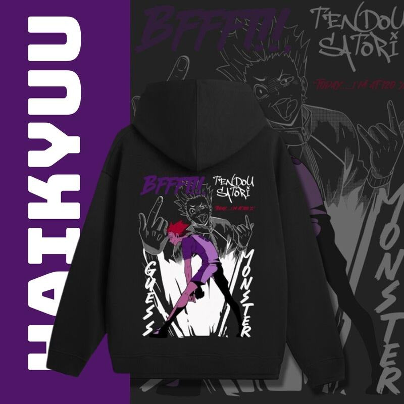 Tendou Satori Hoodie, Haikyuu Graphic Shirt, Anime Tee, Classic Cotton Hoodie Sweatshirt | PrintMintTees.com
