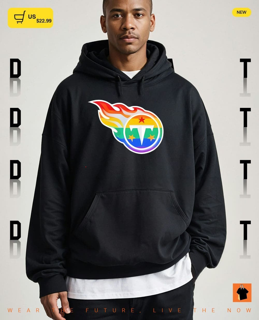 Tennessee Titans logo rainbow pride apparel with a t symbol on a cotton shirt