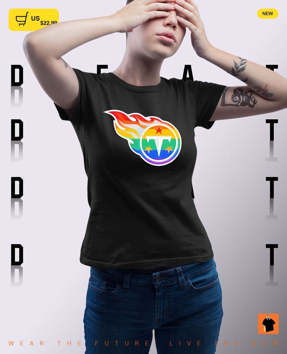 Tennessee Titans logo rainbow pride apparel with a t symbol on a cotton shirt