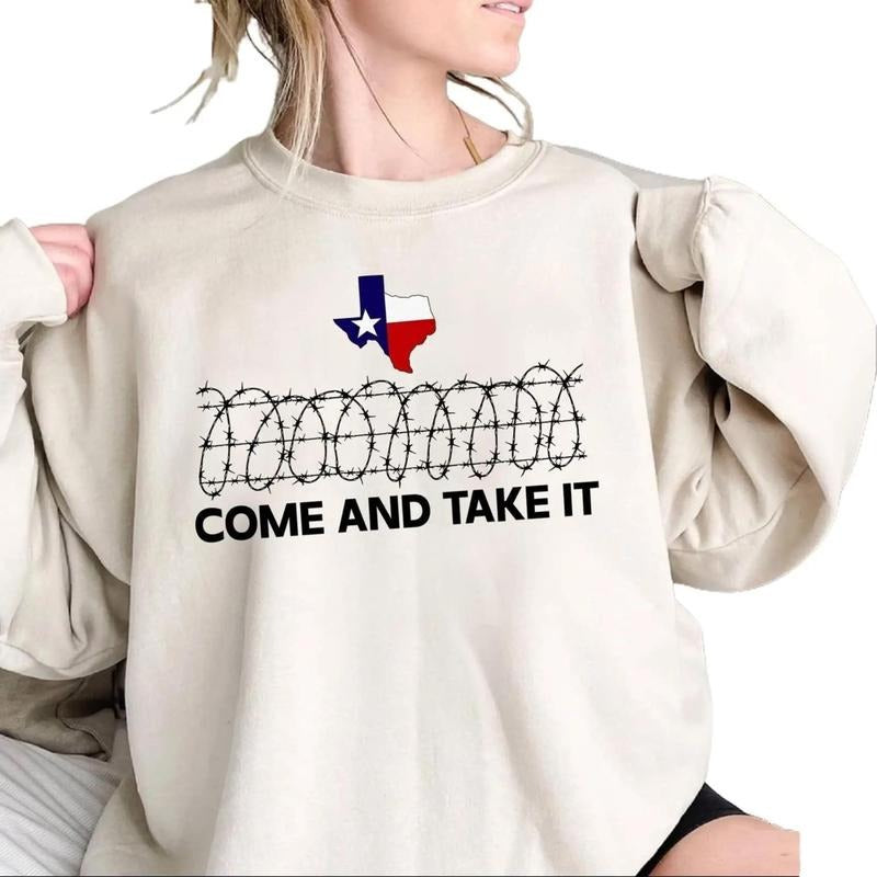 Texas Border, Come And Take It Shirt, Razor Wire Immigration Patriotic Sweatshirt, I Stand With Texas Sweatshirt , Hold...