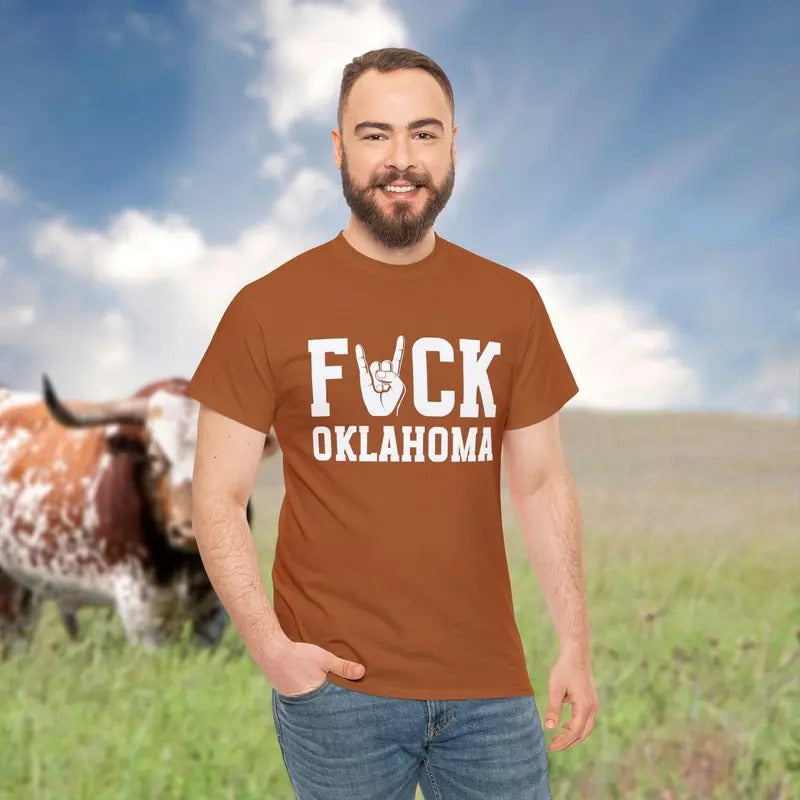 Texas Shirt Fck Oklahoma Shirt Texas Tailgate Apparel Texas Gift Cotton Menswear Hoodie Sweatshirt | PrintMintTees.com