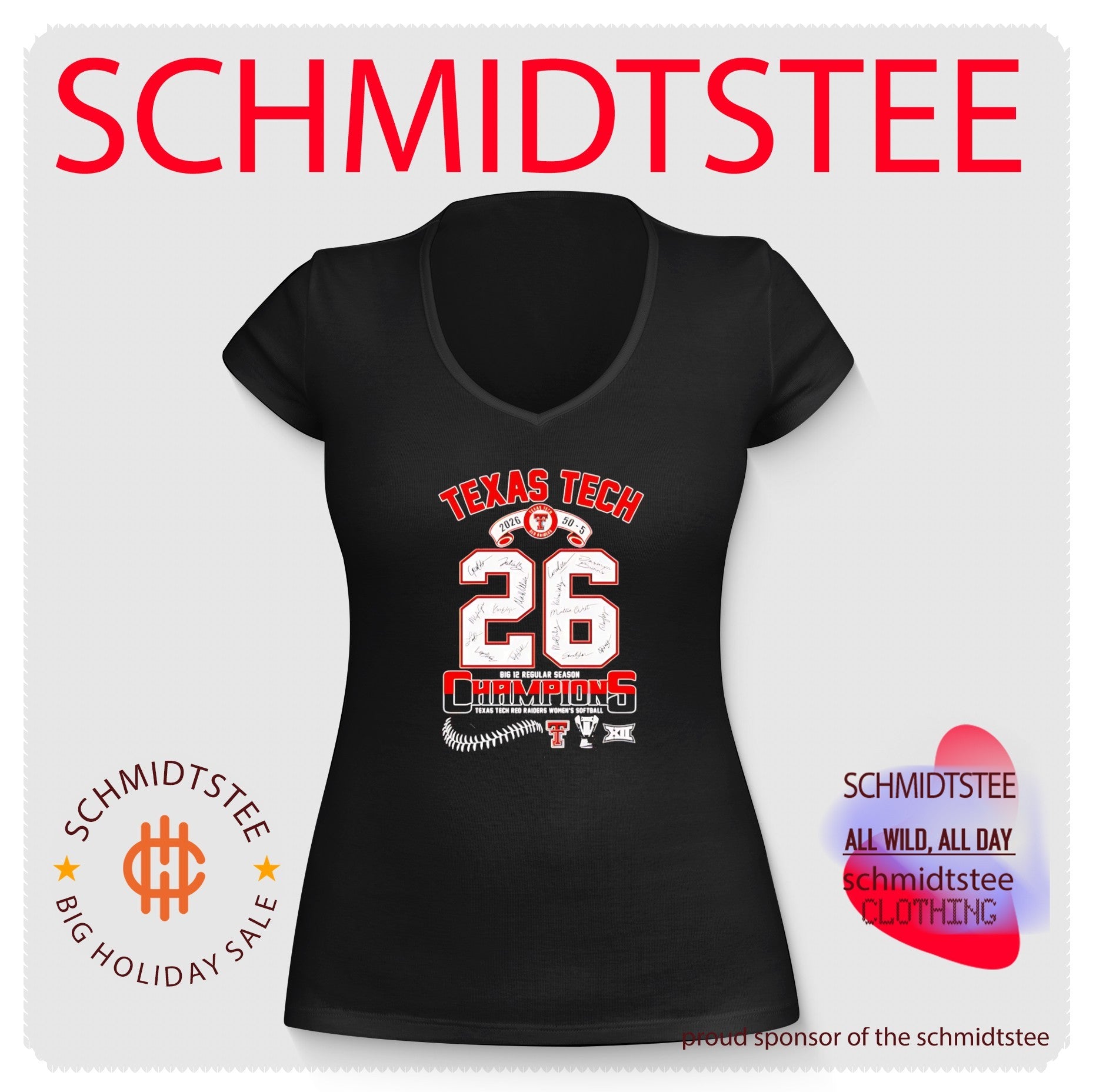 Texas Tech Red Raiders 2026 Big 12 Regular Season Champions Softball Shirt