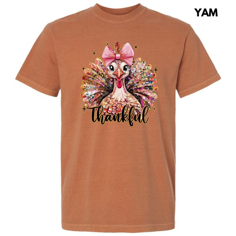 Thankful Glitter Turkey Comfort Colors T-Shirt 'NLB' Hoodie Sweatshirt | PrintMintTees.com