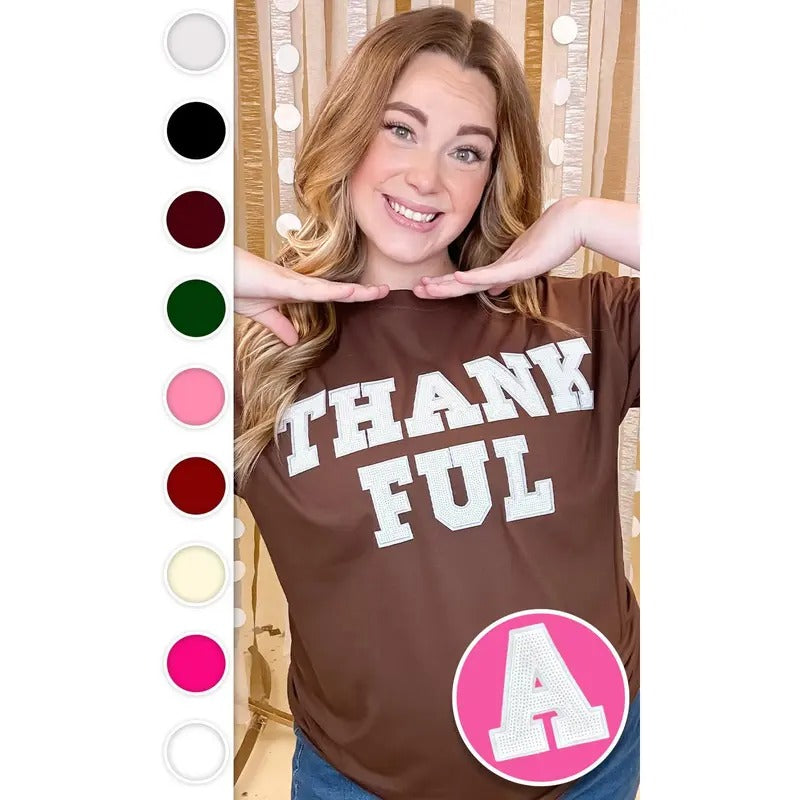 Thankful Sequin Graphic T-Shirt Hoodie Sweatshirt | PrintMintTees.com