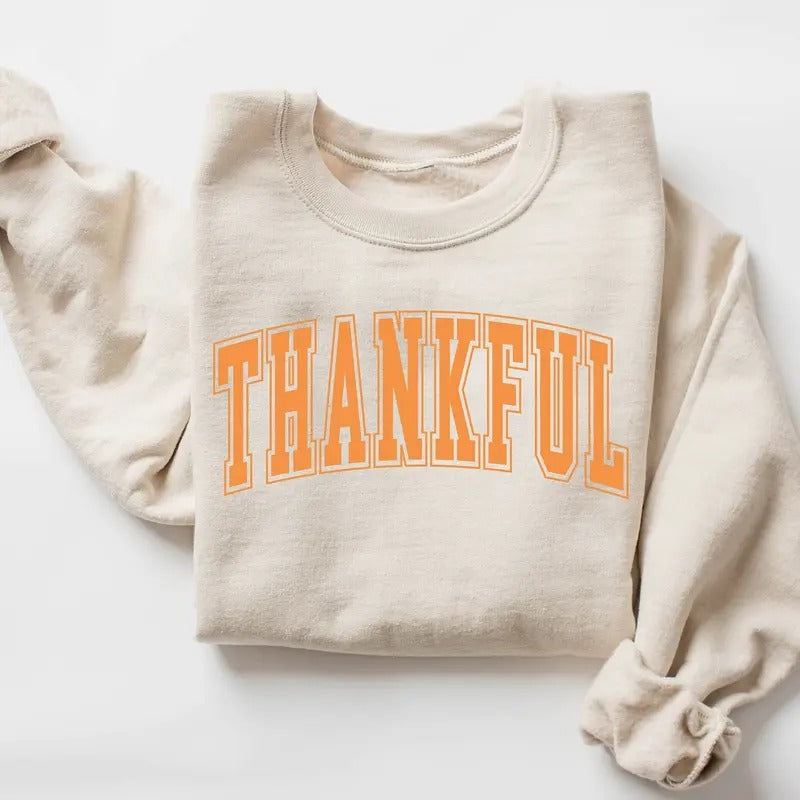 Thankful Sweatshirt, Autumn Fall Thanksgiving Sweater, Thankful Grateful Shirt, Thanksgiving Family Matching Shirt,...