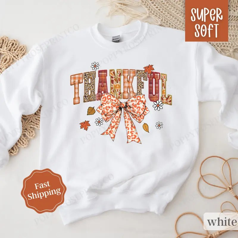 Thankful Sweatshirt, Thanksgiving Sweater, Pumpkin Season Sweater, Comfy Fall Sweatshirt for Women Shirt Hoodie