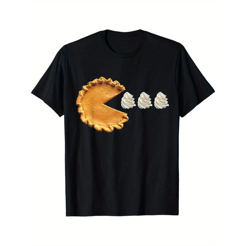 Thanksgiving Day Printed, Men's Cotton Graphic T-shirt, Casual Short Sleeve Crew Neck Gamer T-shirt, Men's Tee For...