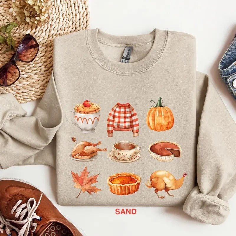 Thanksgiving Day Shirt, Hello Fall Shirt, Autumn Sweatshirt, , Fall Shirt Cotton Sweaters Menswear Hoodie Grey Polyester
