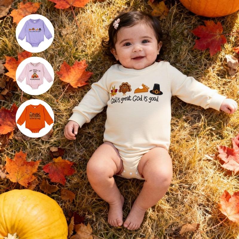 Thanksgiving God Is Great  Baby Long Sleeve Bodysuit Infant Fall Romper 65%Cotton Newborn Baby Onesie Swearshirt Shirt...