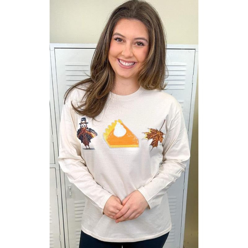 Thanksgiving Sparkle Boyfriend Long Sleeve T-Shirt Hoodie Sweatshirt | PrintMintTees.com