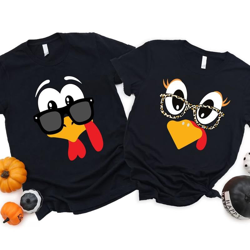Thanksgiving Turkey Couple Shirts Funny Matching His Hers Cute Fall Dinner T-Shirts, Hoodie, Sweatshirt
