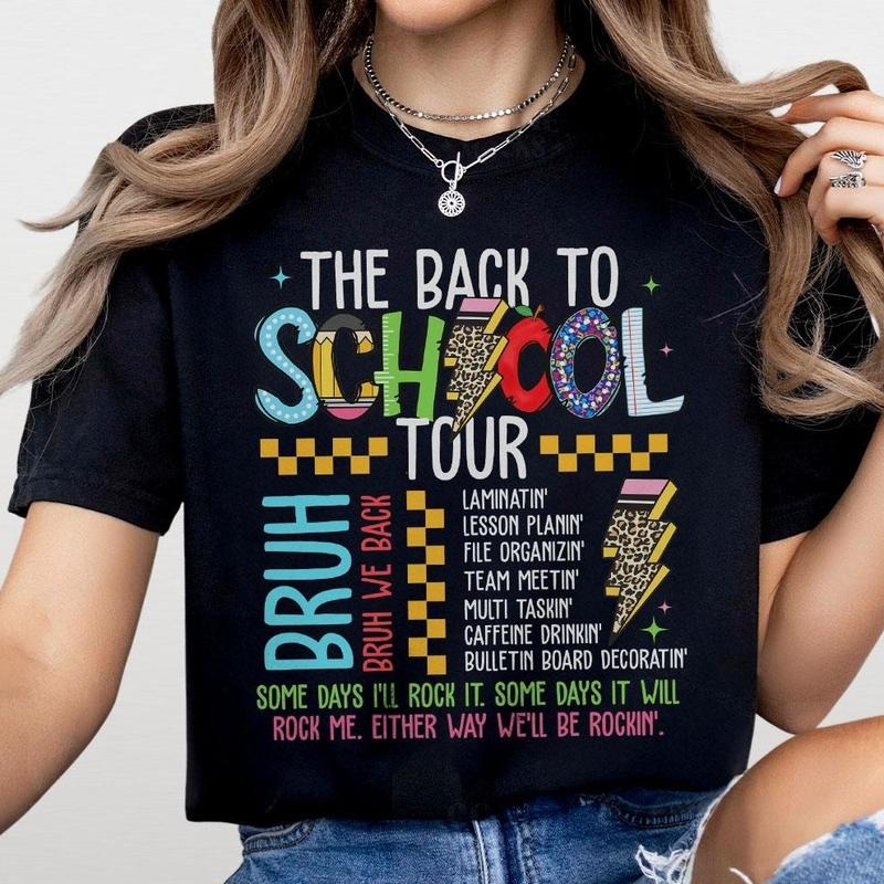 The Back To School Tour Comfort Tee, Teacher First Day Of School Shirt, Bruh We Back, Retro Teacher Graphic Tee, New...