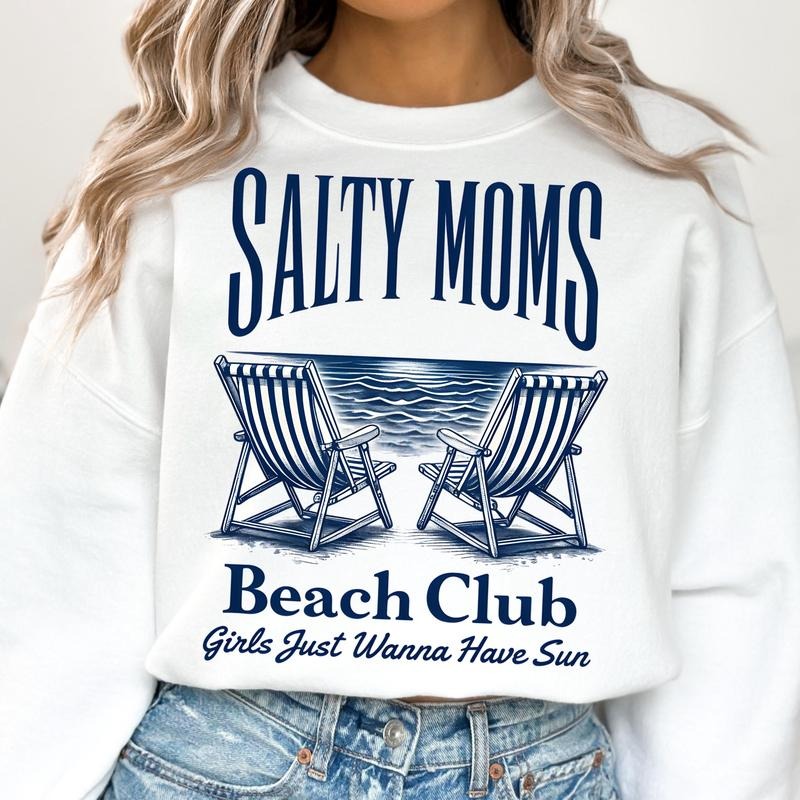 The Beach Club Shirt Trendy Summer Aesthetic Beach Shirt Retro Beach Girl Funny Sarcastic Mom Mother's Day 2 Hoodie...