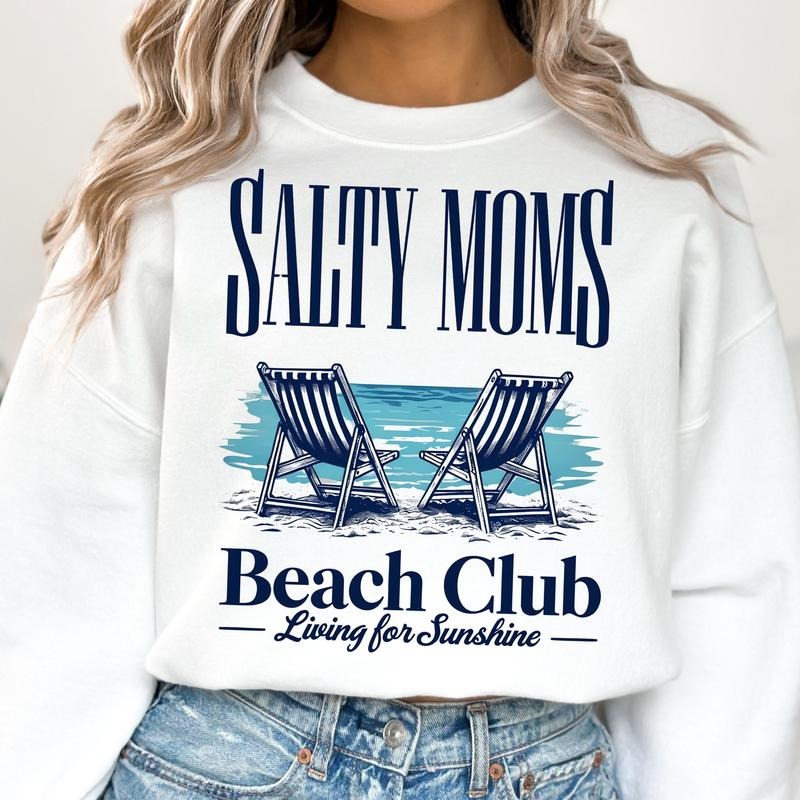 The Beach Club Shirt Trendy Summer Aesthetic Beach Shirt Retro Beach Girl Funny Sarcastic Mom Mother's Day 4 Hoodie...