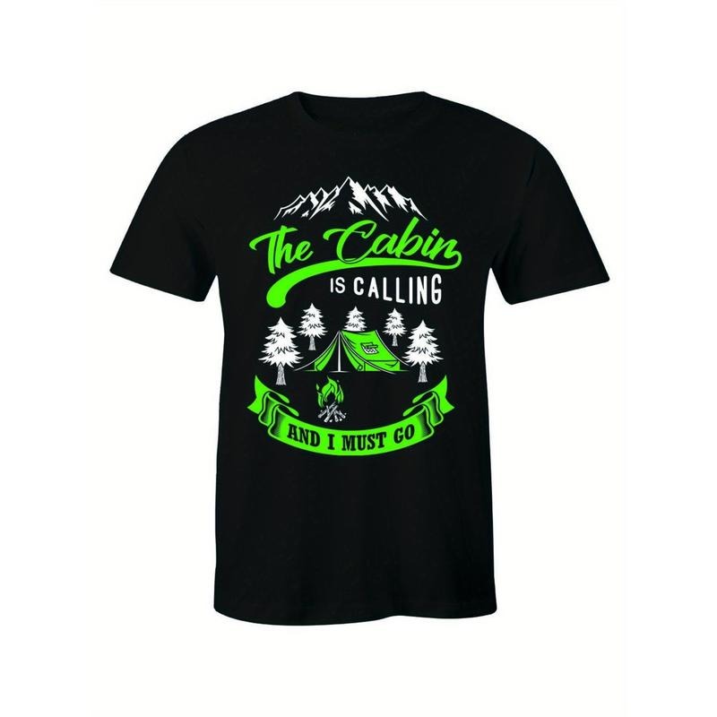 "The Cabin is Calling"... Transform your closet with our premium men's cotton T-shirts: bold digital prints and perfect...