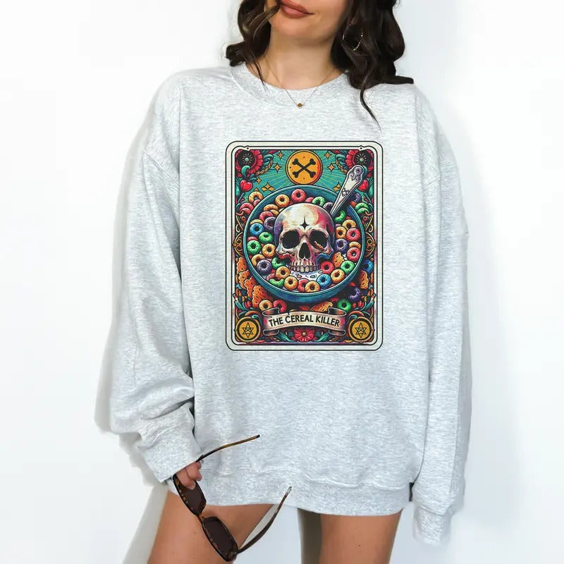 Cereal Killer Tarot Print Is Sublimation Relaxed Fit Casual T-Shirts, Hoodie, Sweatshirt