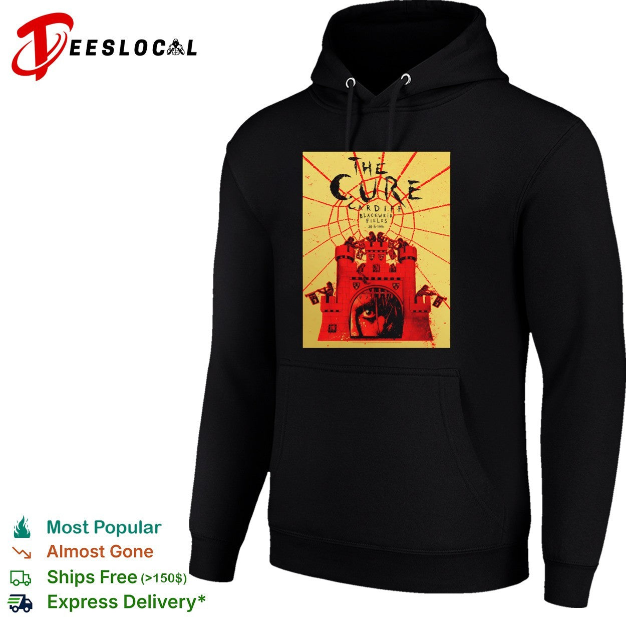 The Cure Cardiff Blackweir Fields 2026 concert poster shirt