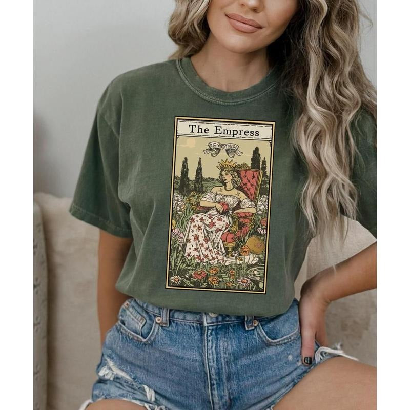 The Empress Tarot Card T-Shirt, Vintage Tarot Card Shirt, Goblincore shirt, Funny Tarot shirt, Tarot Lover Gift, Looks...