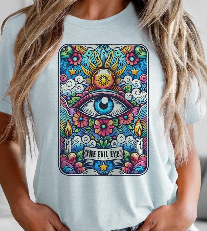 The Evil Eye Tarot Graphic Tee Hippie Tarot Tshirt Relatable Womens Top Hoodie Sweatshirt | PrintMintTees.com