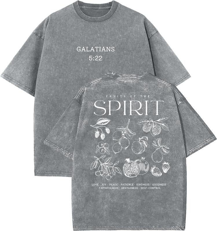 The Fruit Of The Spirit Unisex Washed T-Shirt, Christian t shirts, Vintage 90s Graphic Tee, Gift Top Womenswear Cotton...